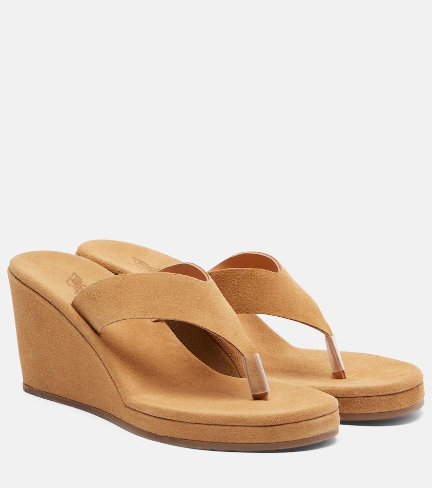 ancient greek sandals charys suede wedge thong sandals