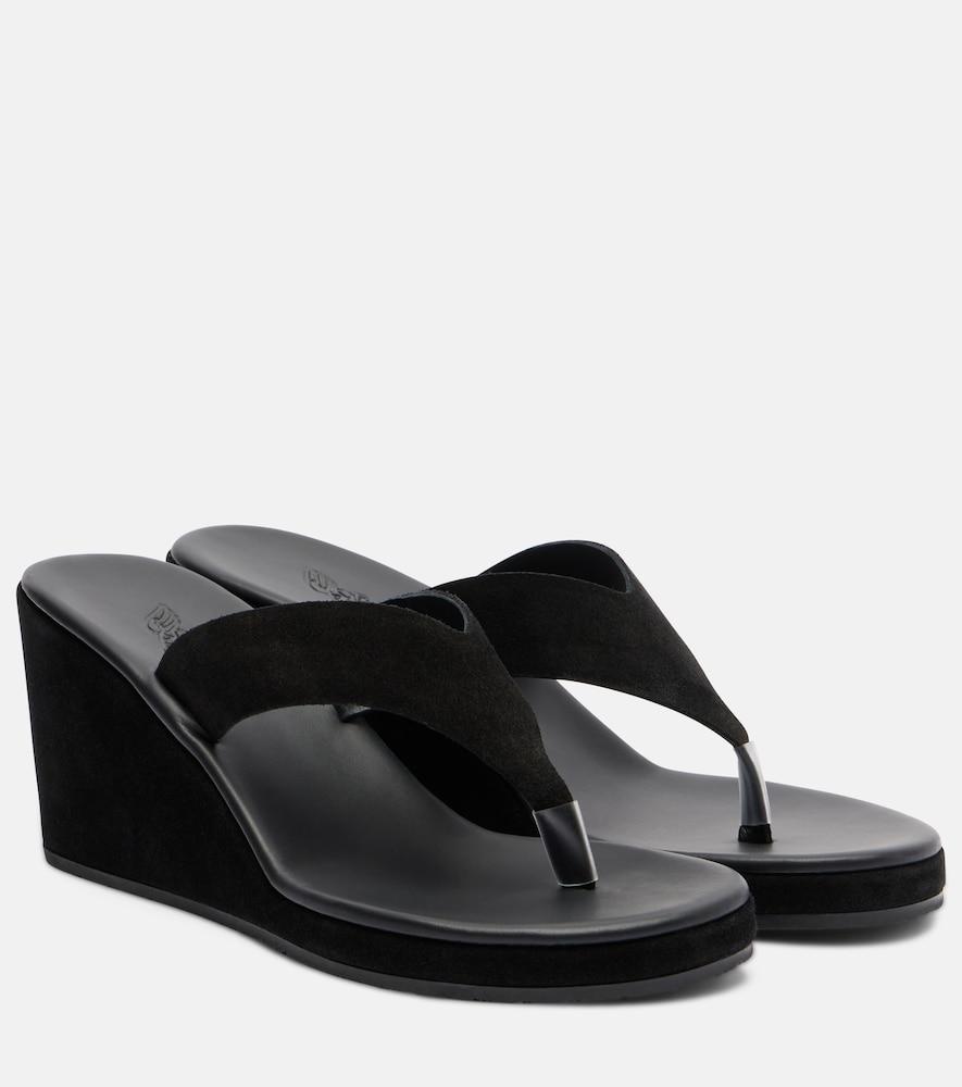 ancient greek sandals charys suede wedge thong sandals