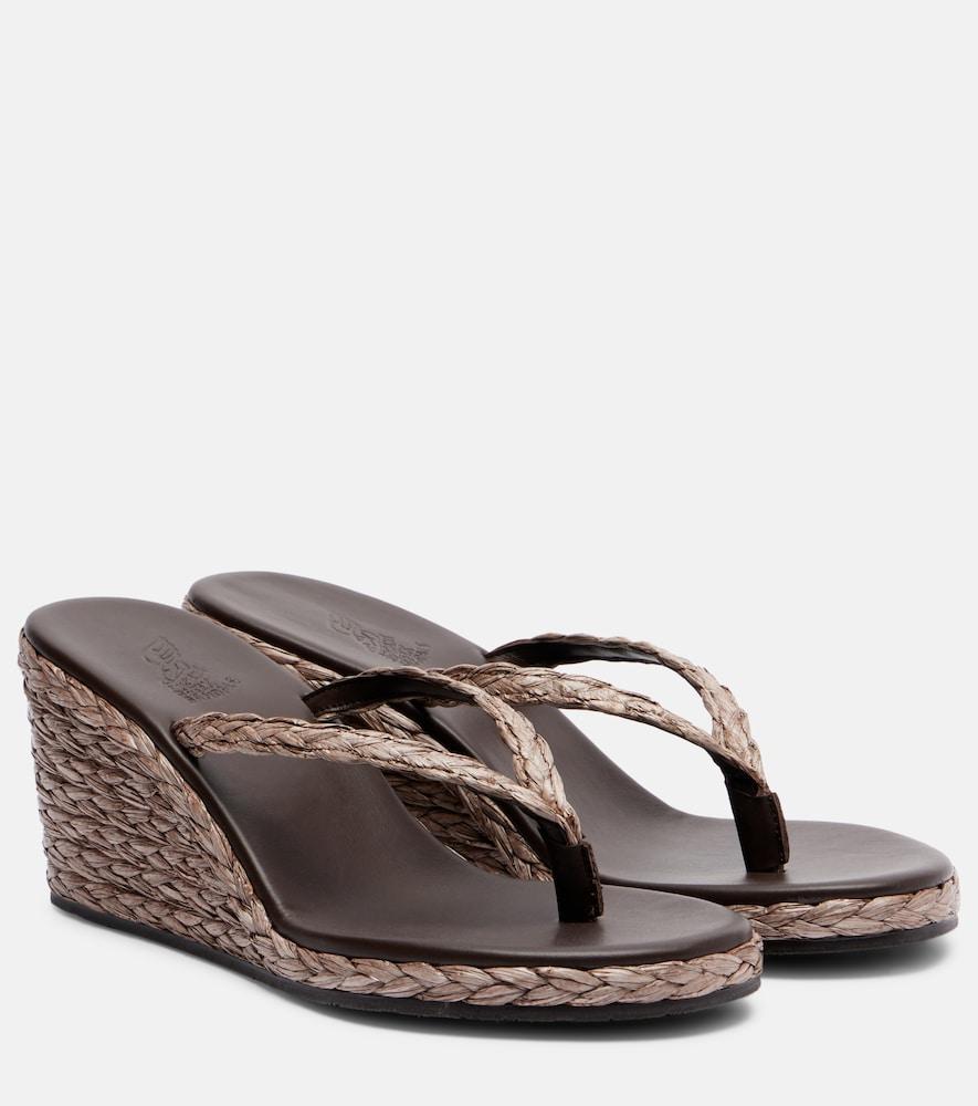 ancient greek sandals etheria raffia wedge thong sandals