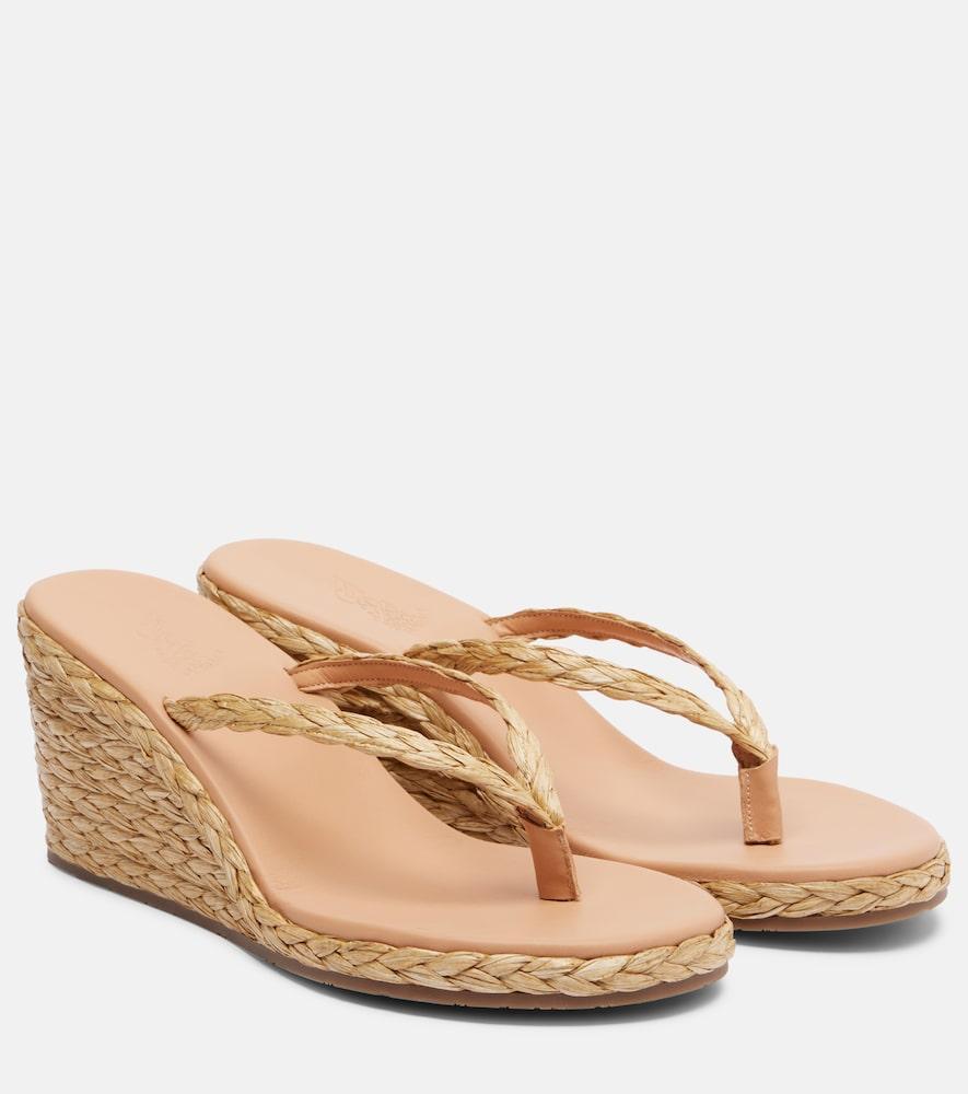 ancient greek sandals etheria raffia wedge thong sandals