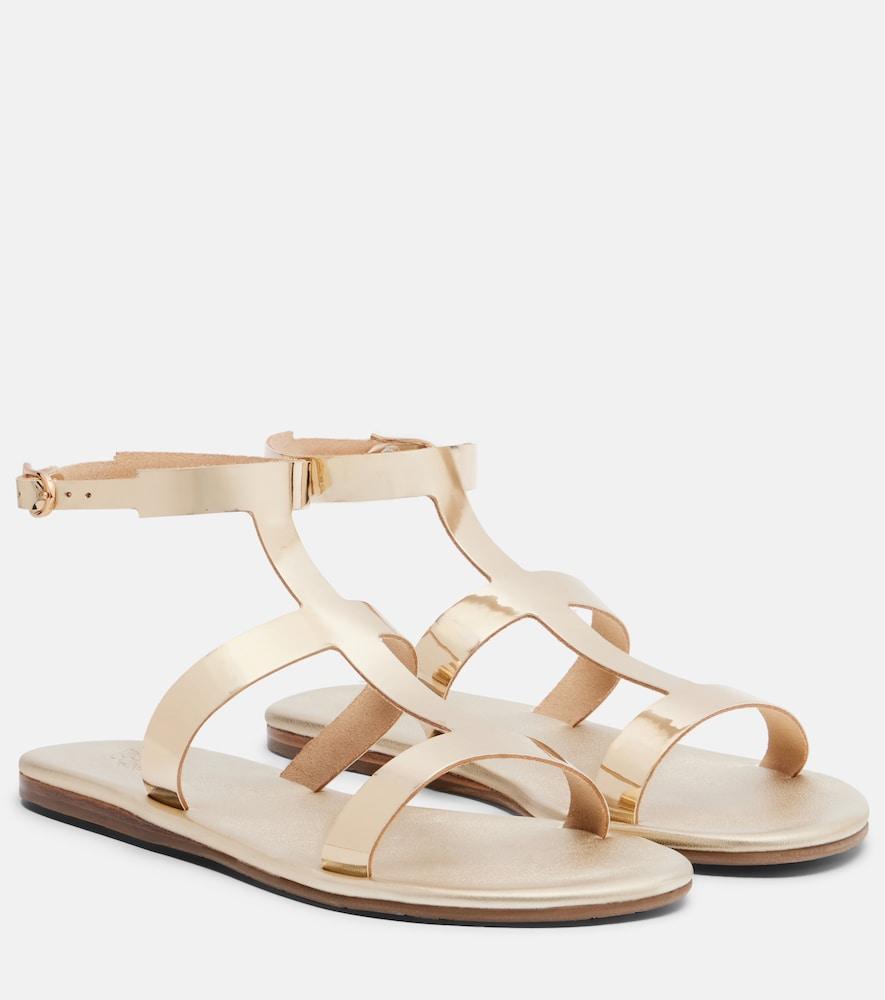 ancient greek sandals fedra metallic leather gladiator sandals