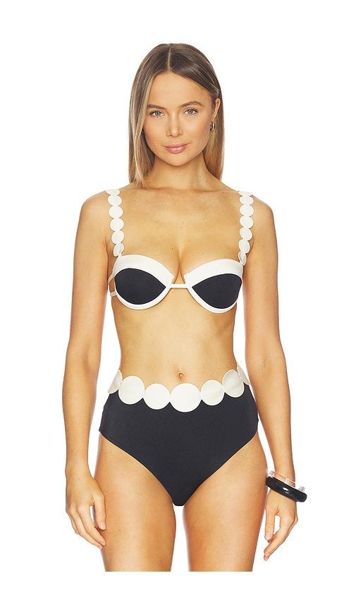 ancora solara bikini top in black,white. - size l (also in xs, m)