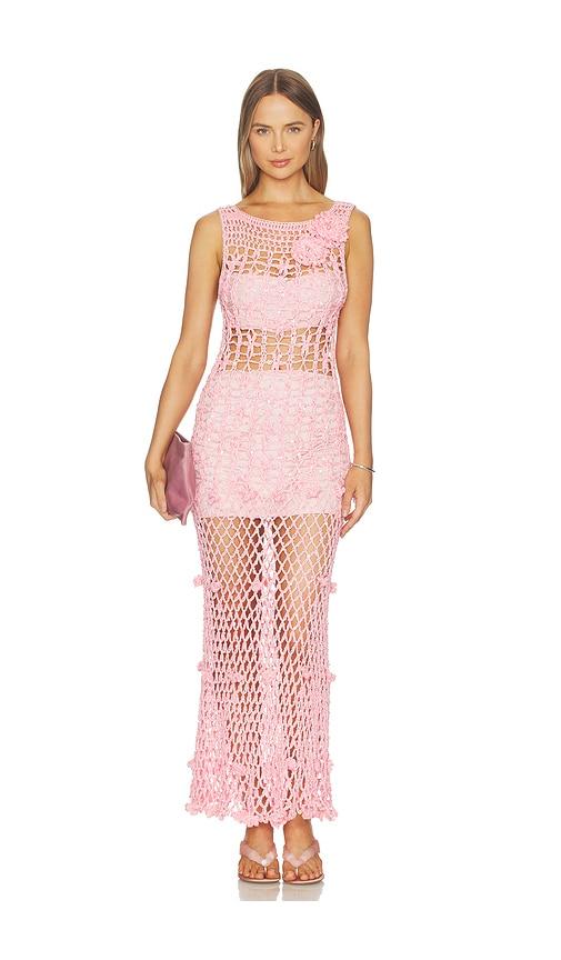 andreeva handmade maxi crochet dress in pink. - size m (also in s)