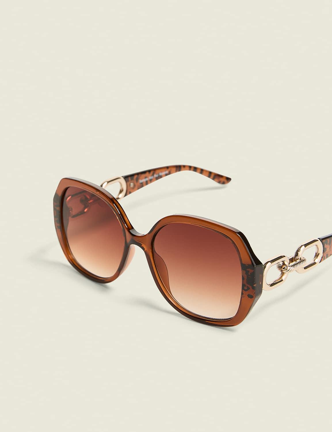animal print chain-link round sunglasses