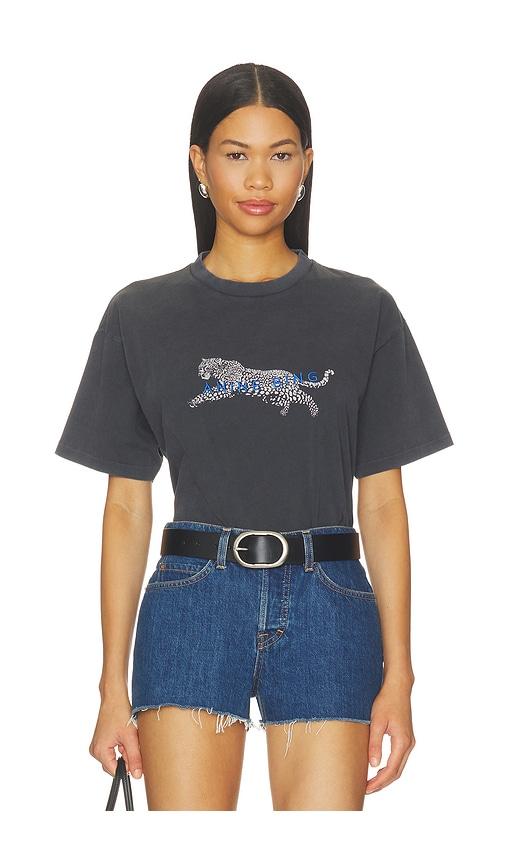 anine bing cade tee leopard in black. - size l (also in m, s, xs)