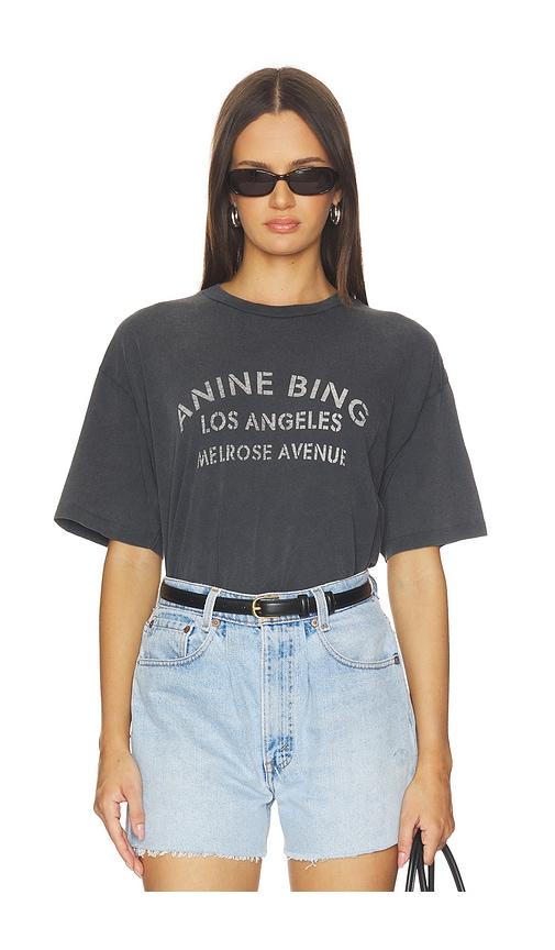 anine bing cade tee melrose stencil in black. - size m (also in xs, s)