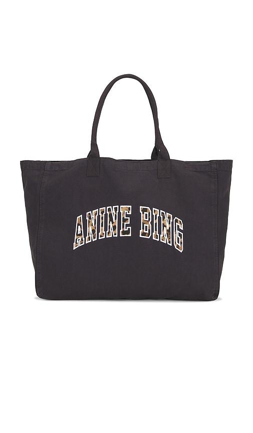 anine bing canvas tote bag in black.