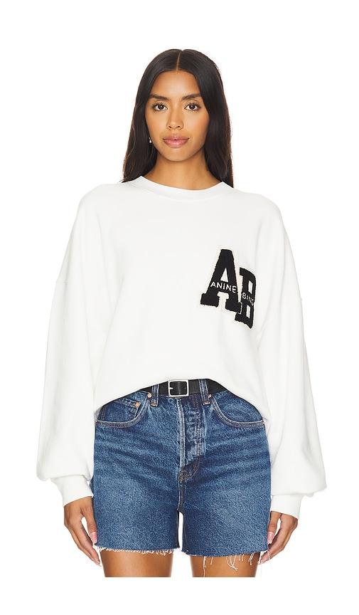 anine bing miles letterman sweatshirt in white. - size m (also in s)