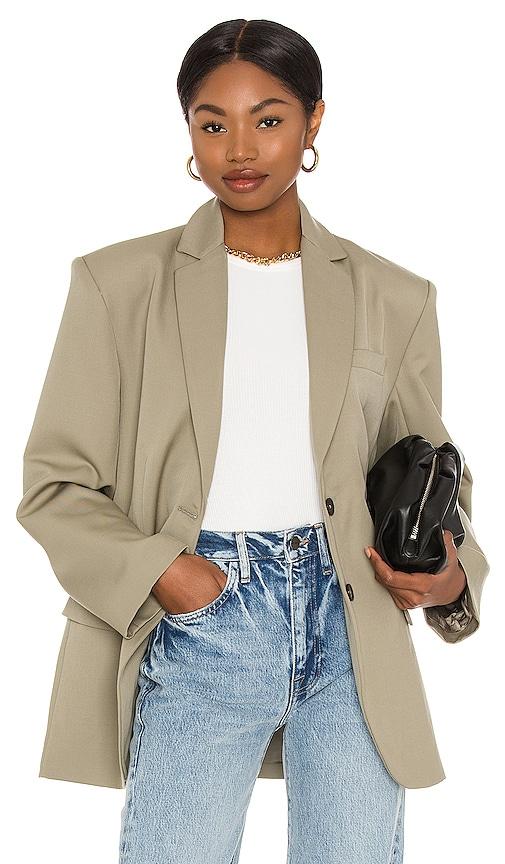 anine bing quinn blazer in tan. - size l (also in xl)