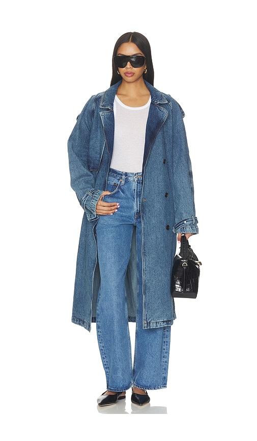 anine bing rickie maxi trench in blue. - size l (also in s, m)