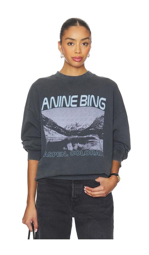 anine bing x revolve jaci sweatshirt in charcoal. - size m (also in xs, s)