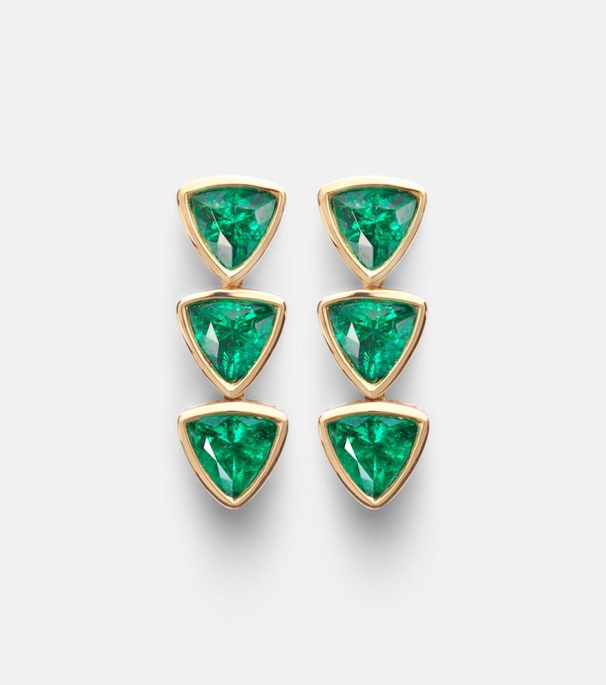 anita ko 18kt gold drop earrings with emeralds