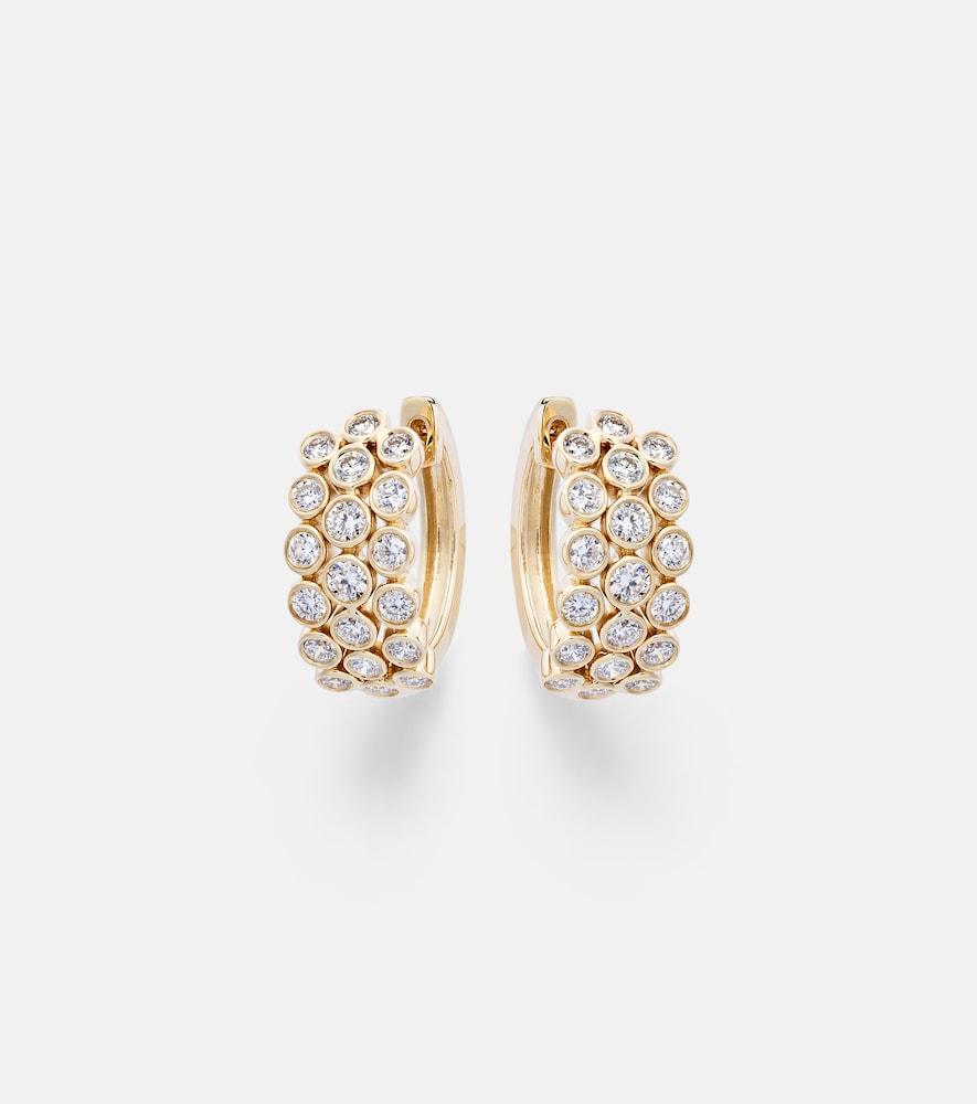 anita ko 3 row 18kt gold hoop earrings with diamonds