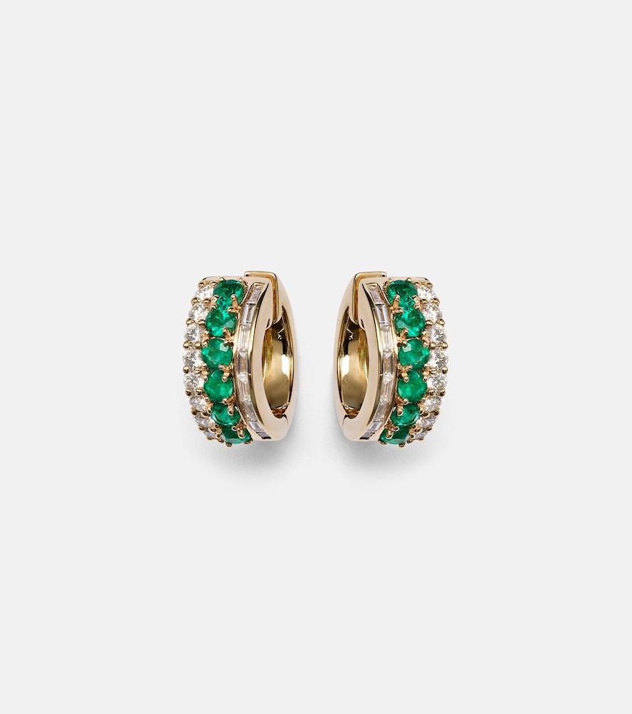 anita ko lola 18kt gold earrings with emeralds and diamonds