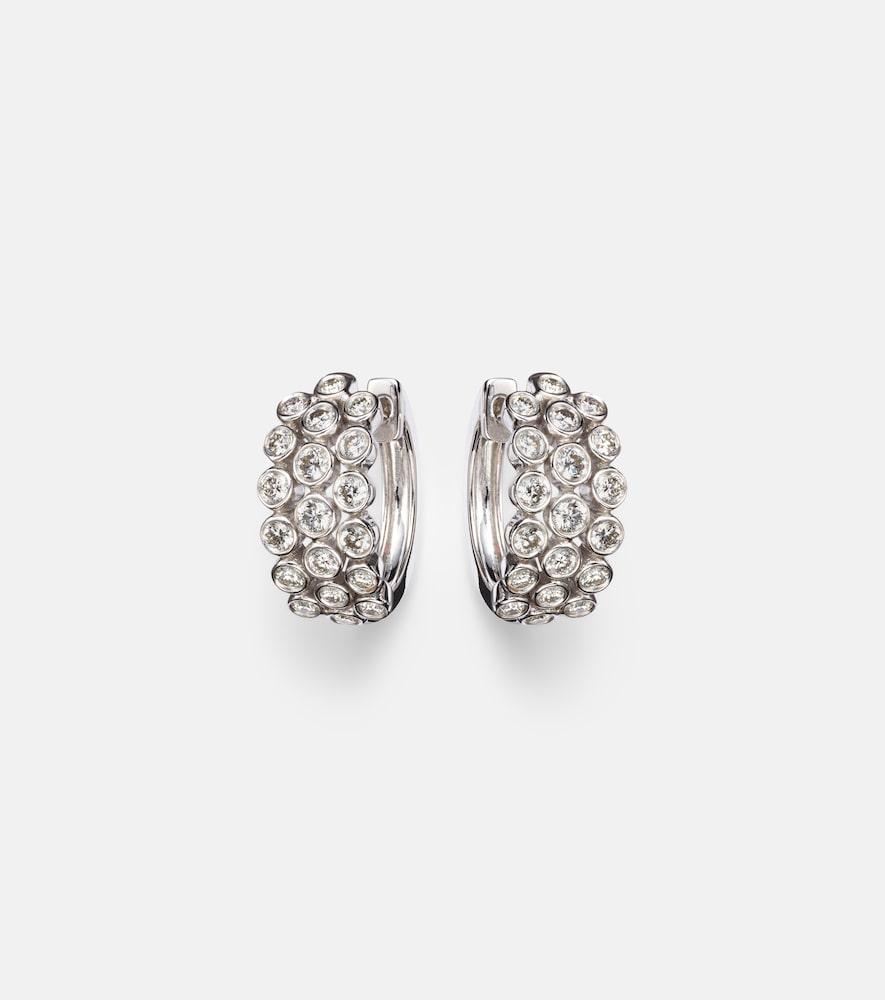 anita ko three row 18kt white gold huggie earrings with diamonds