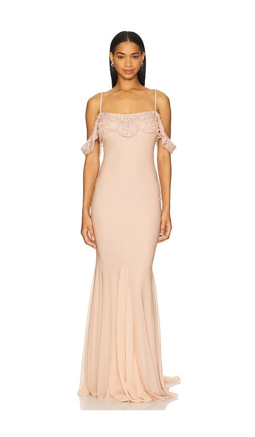 aniye records ella long dress in blush. - size s (also in xs)