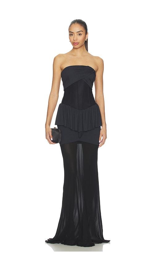 aniye records ottha long dress in black. - size m (also in xs, s)