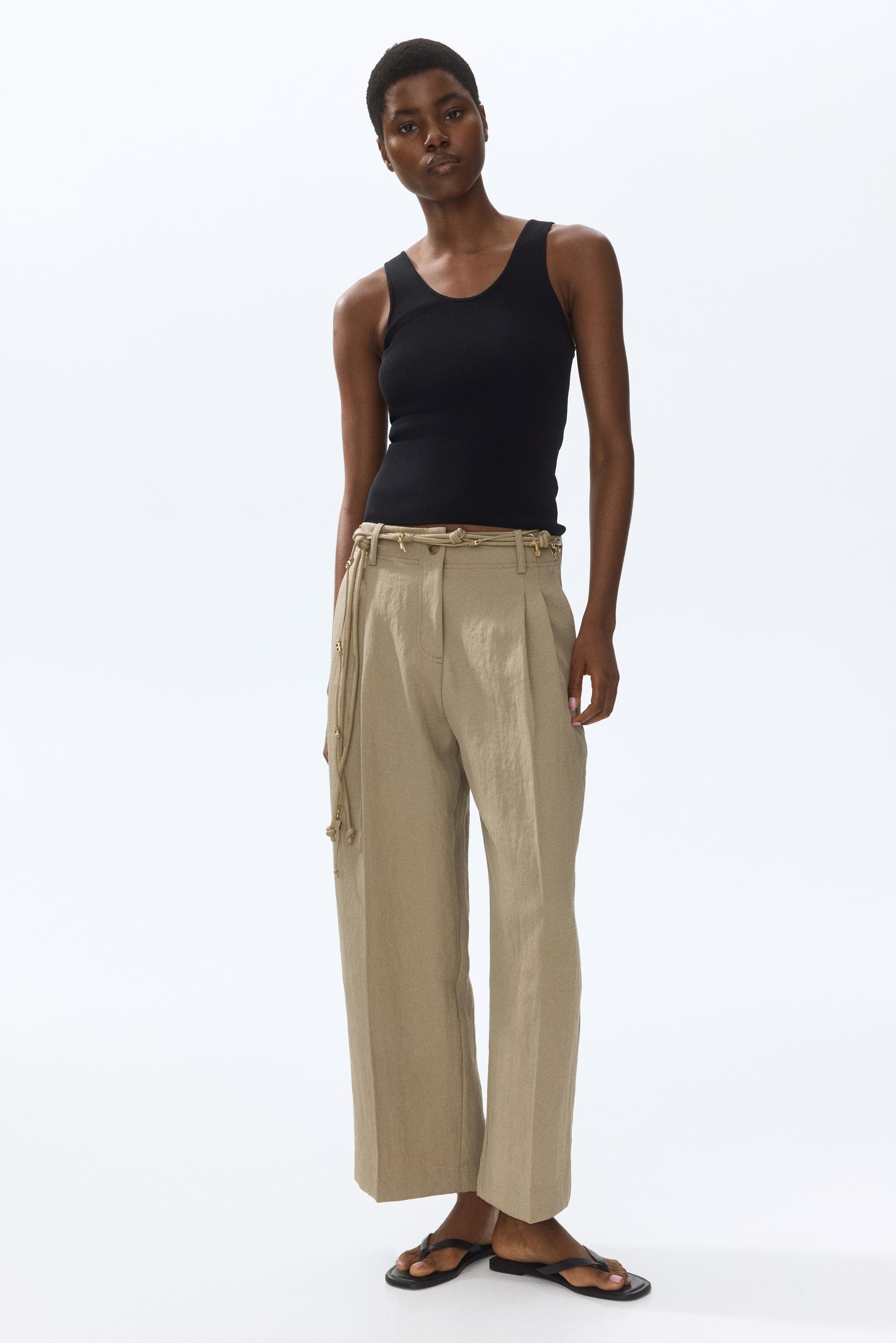 ankle-length twill pants