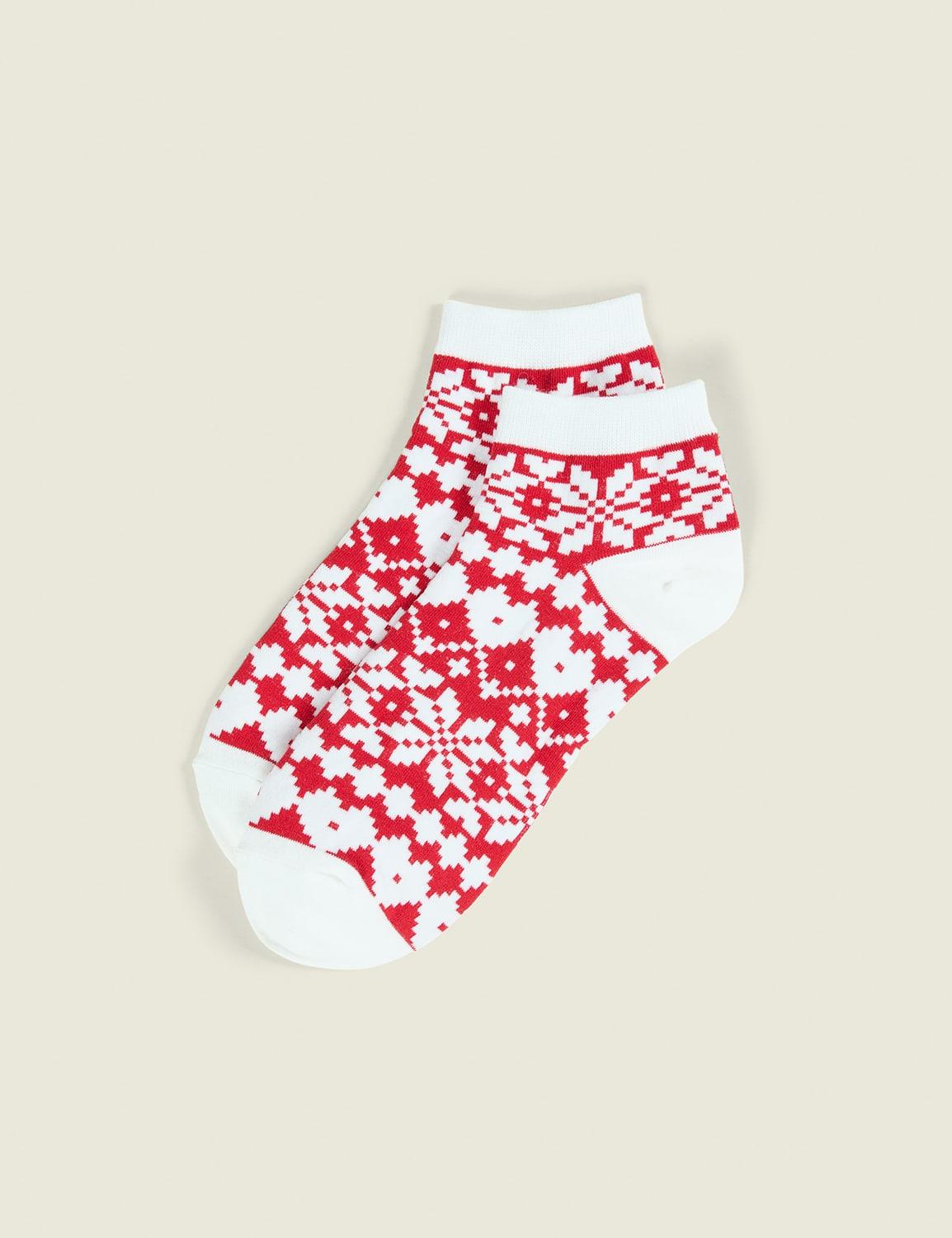 ankle socks - red fair isle
