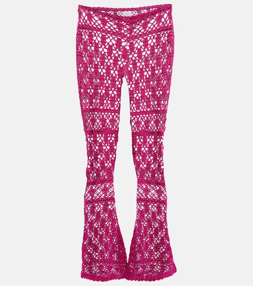 anna kosturova bianca crochet flared cotton pants