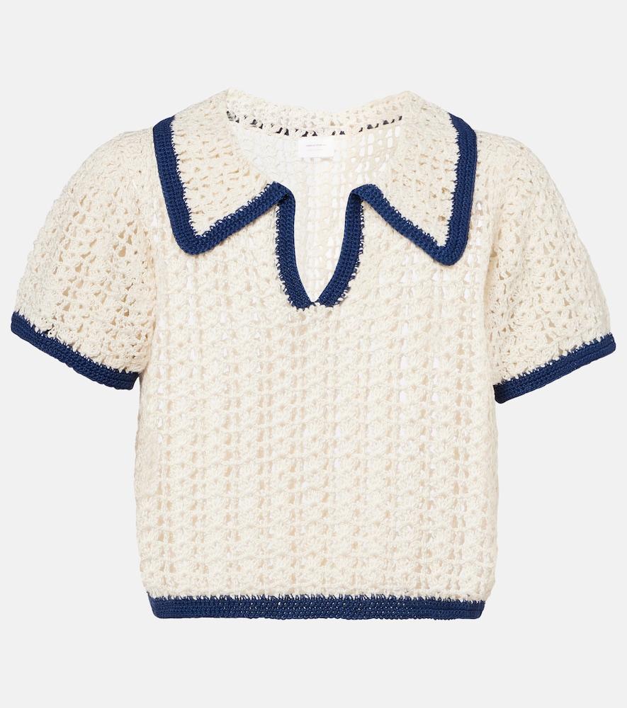 anna kosturova coastal crochet cotton polo shirt