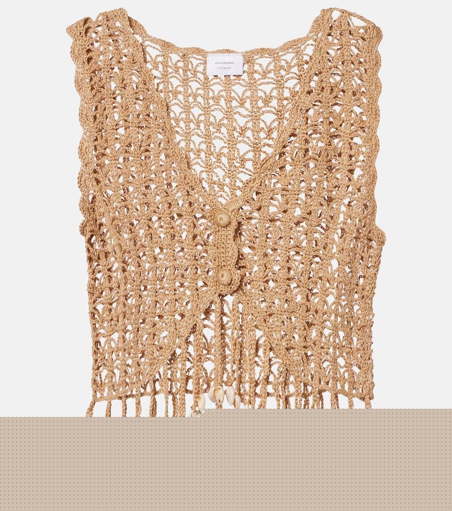 anna kosturova crochet fringed cotton crop top