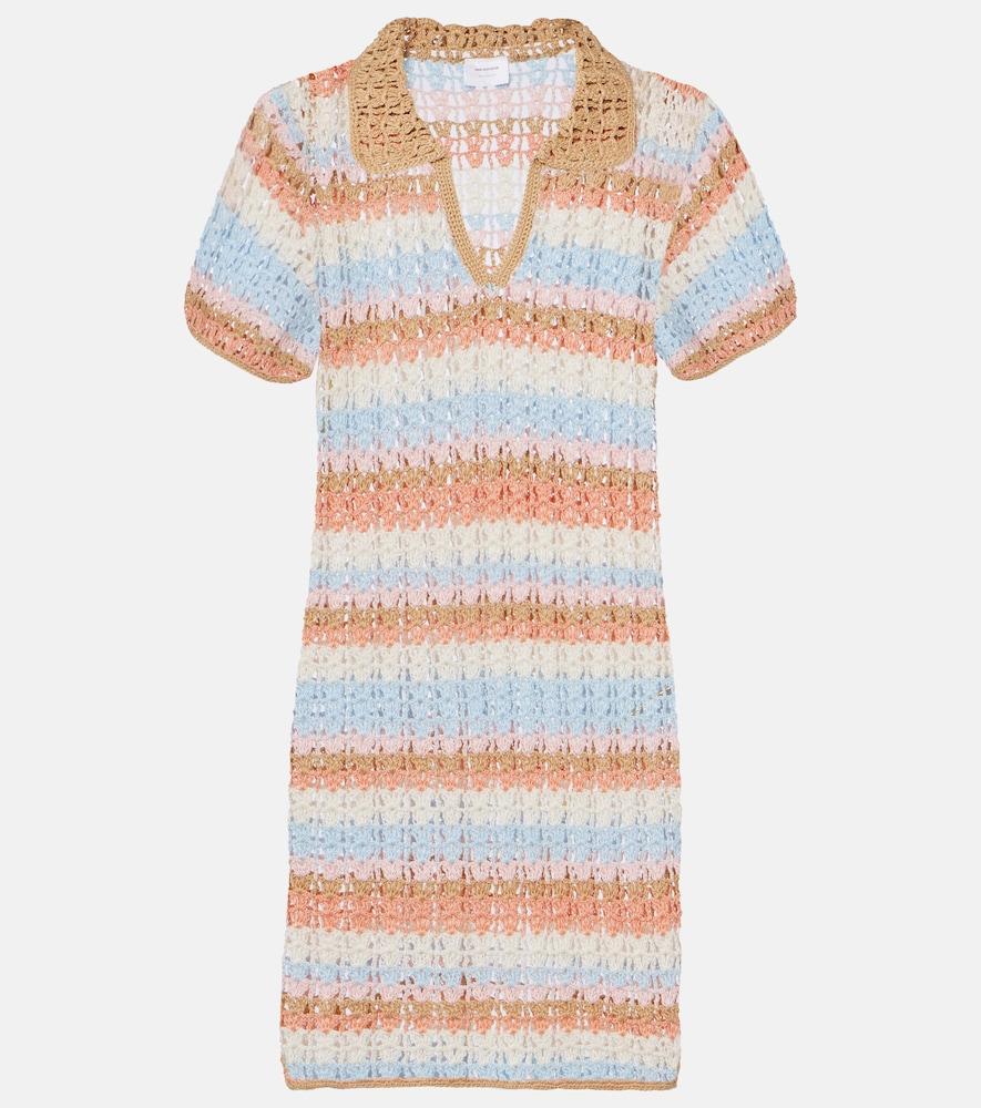 anna kosturova crochet striped cotton polo dress