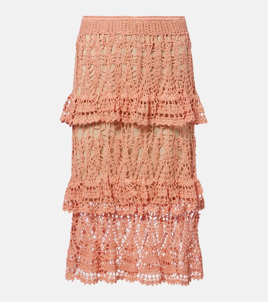 anna kosturova elsie crochet cotton midi skirt