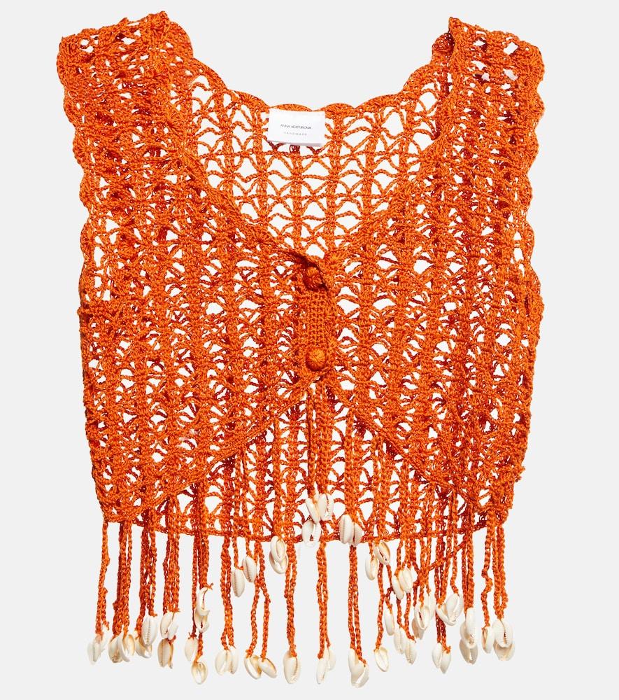 anna kosturova embellished crochet crop top