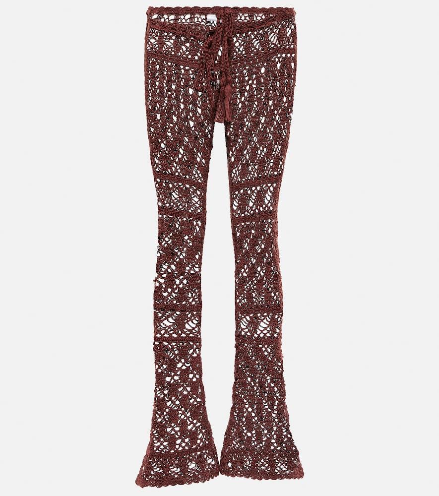 anna kosturova mid-rise crochet cotton pants
