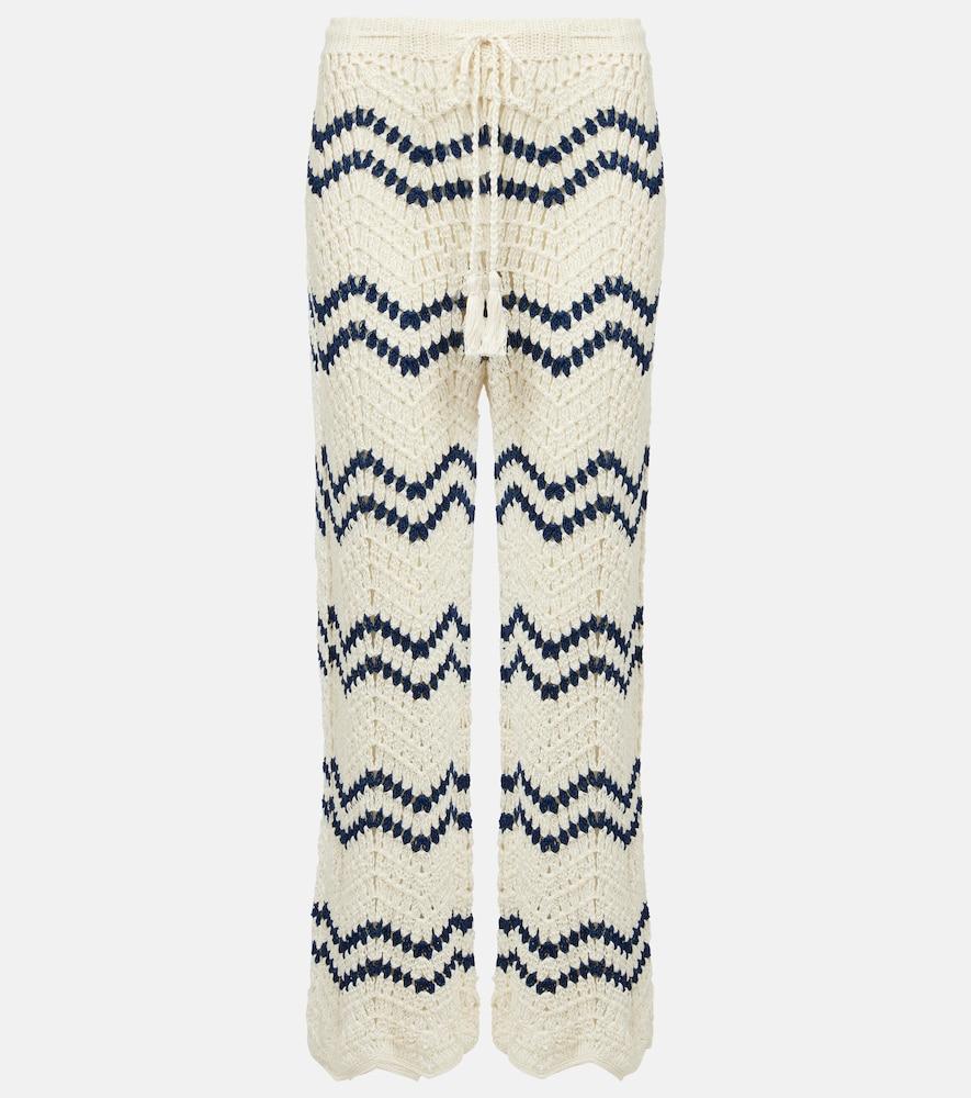 anna kosturova nautical crochet cotton wide-leg pants