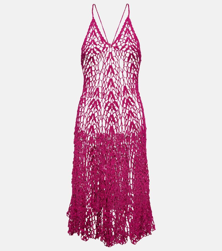 anna kosturova open-knit cotton midi dress