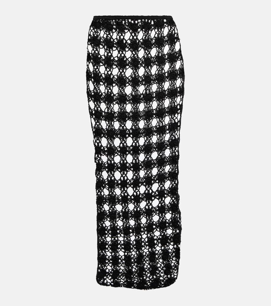 anna kosturova open-knit cotton midi skirt