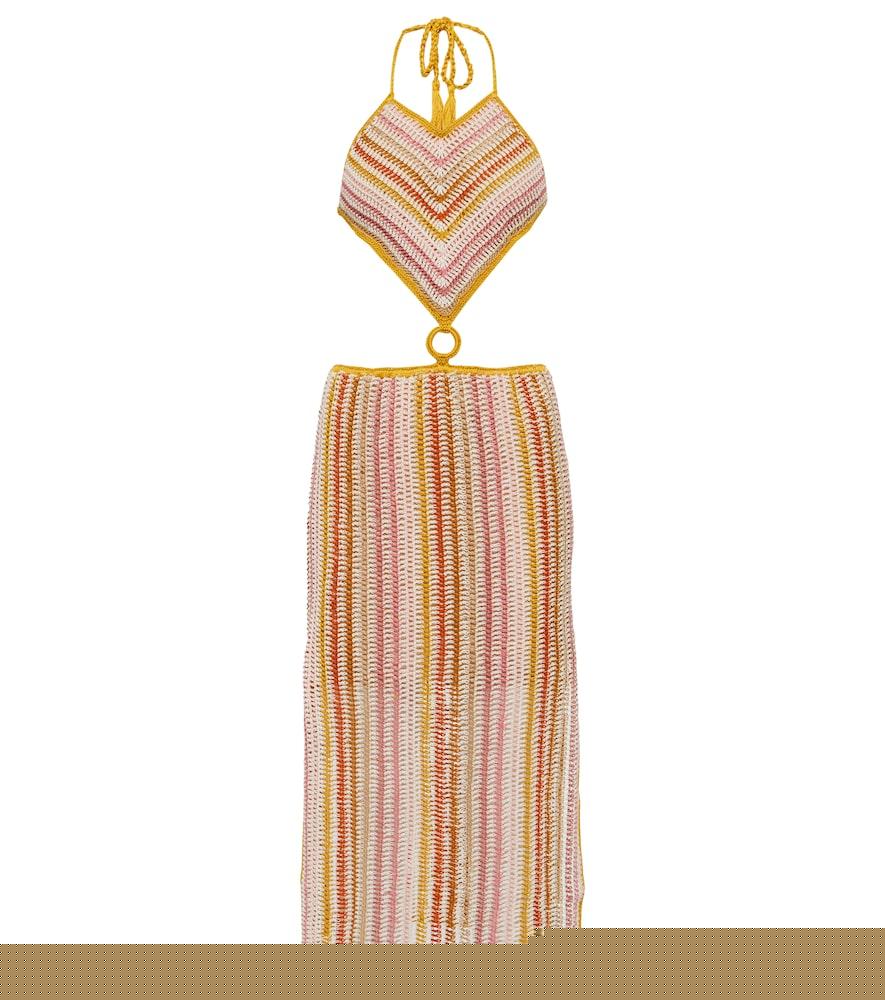 anna kosturova ring halterneck crochet dress