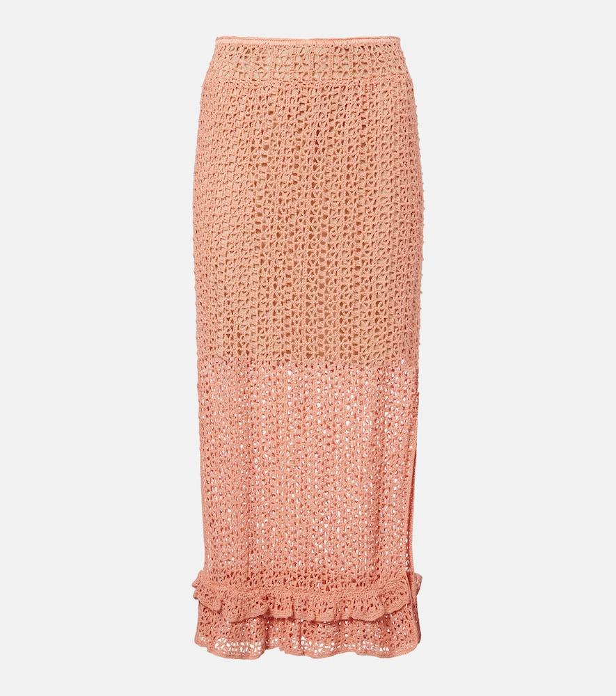 anna kosturova rosette crochet cotton midi skirt