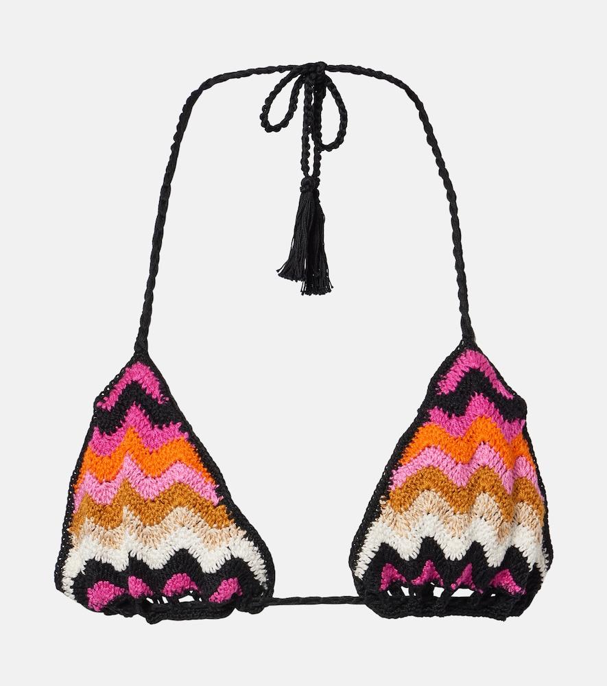 anna kosturova striped cotton bikini top