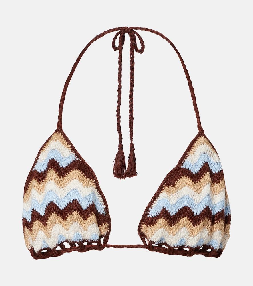 anna kosturova summer chevron crochet cotton bikini top