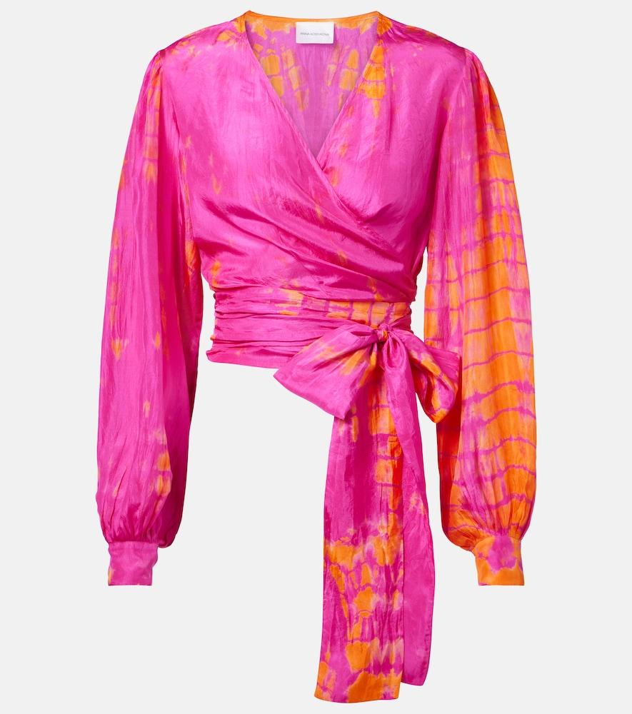 anna kosturova tie-dye silk wrap top