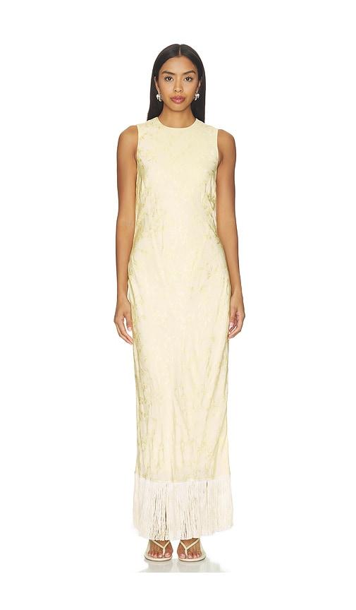 anna october gill jacquard maxi dress in yellow. - size m (also in xs)