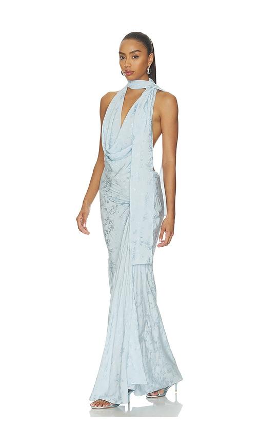 anna october kelly halter maxi dress in blue. - size s (also in xs)