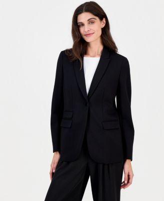 anne klein womens triple pocket one button jacket