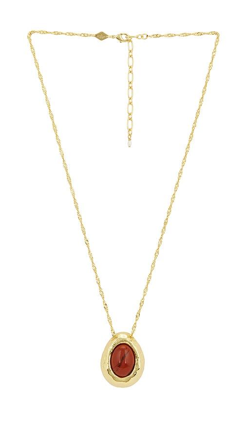 anni lu cherry on top necklace in red.