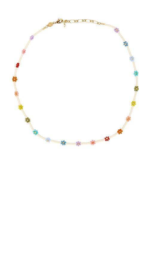 anni lu flower power necklace in metallic gold.