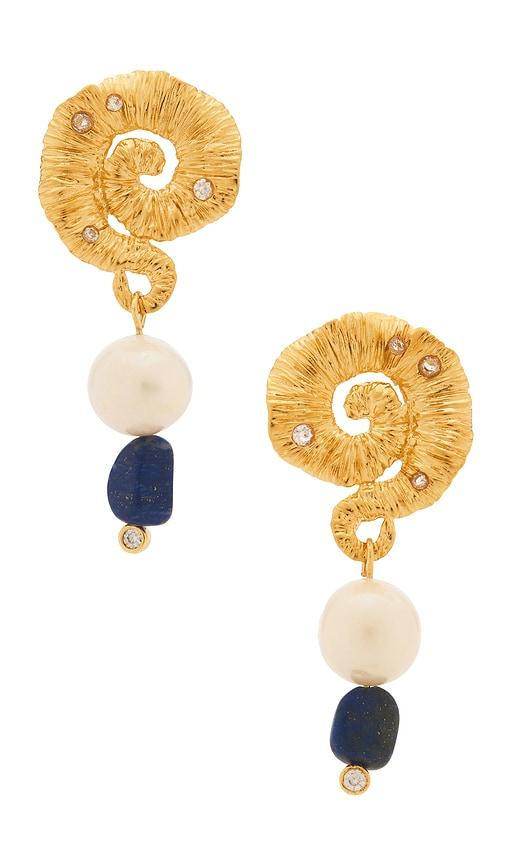anni lu jet set gem earrings in metallic gold.