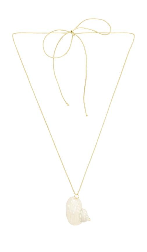 anni lu shell on a string in white.