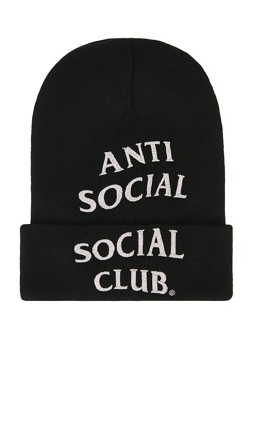 anti social social club embroidered beanie in black.