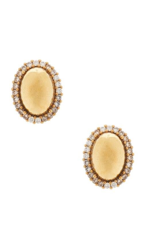 anton heunis clasp oval stud earrings in metallic gold.