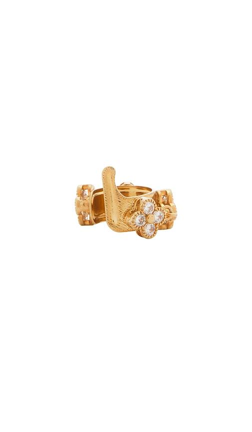 anton heunis floral ear cuff earring in metallic gold.