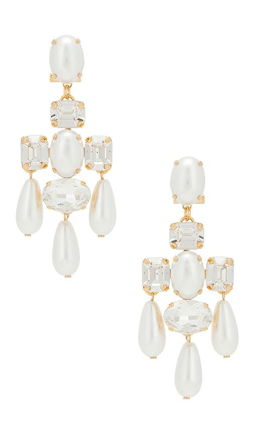 anton heunis omega clasp chandelier earrings in ivory.