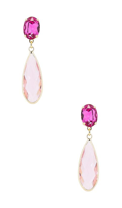 anton heunis omega clasp colour drop earrings in pink.